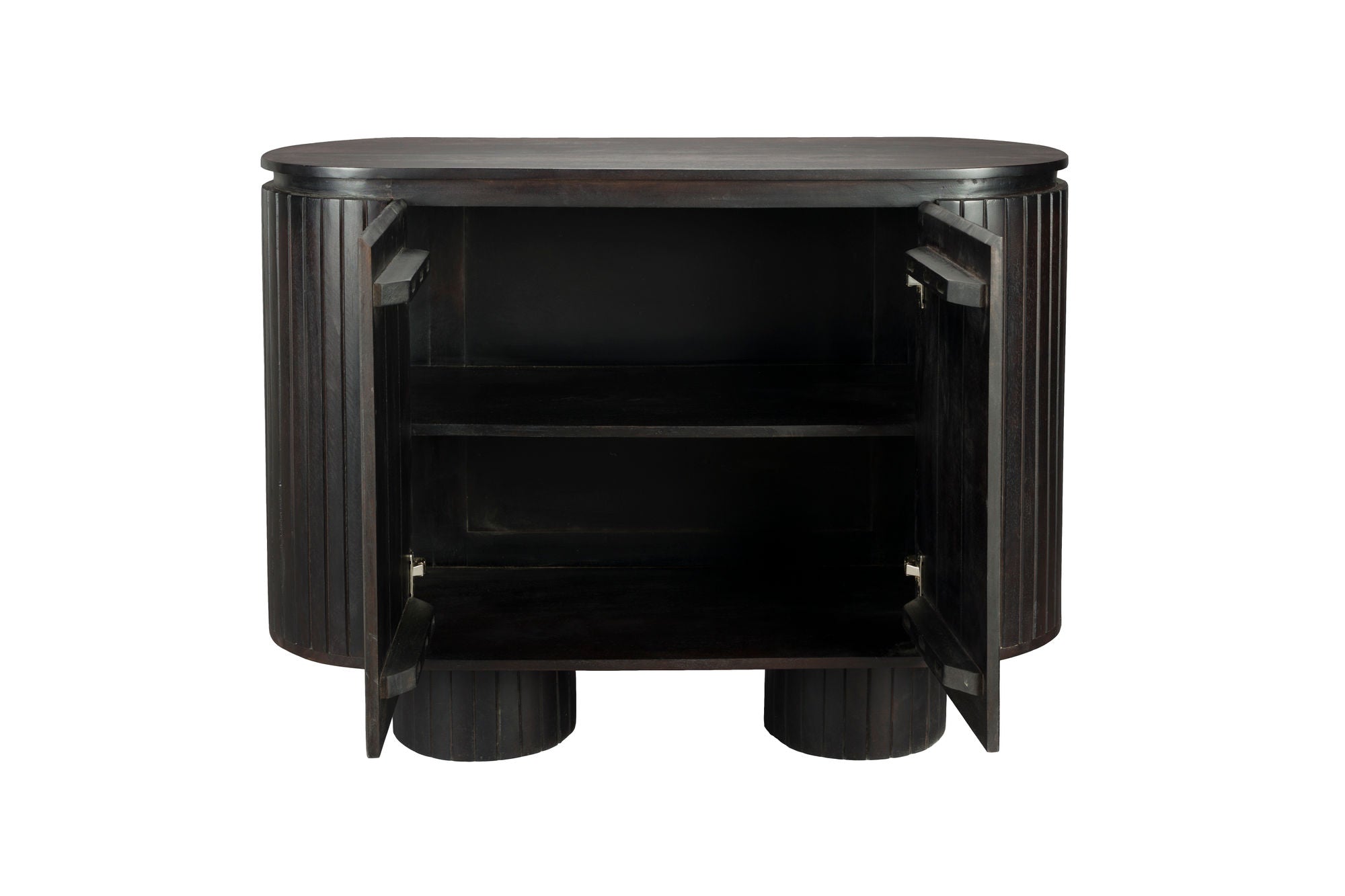 Dutchbone Kenji Slatted Black Wood Oval Sideboard